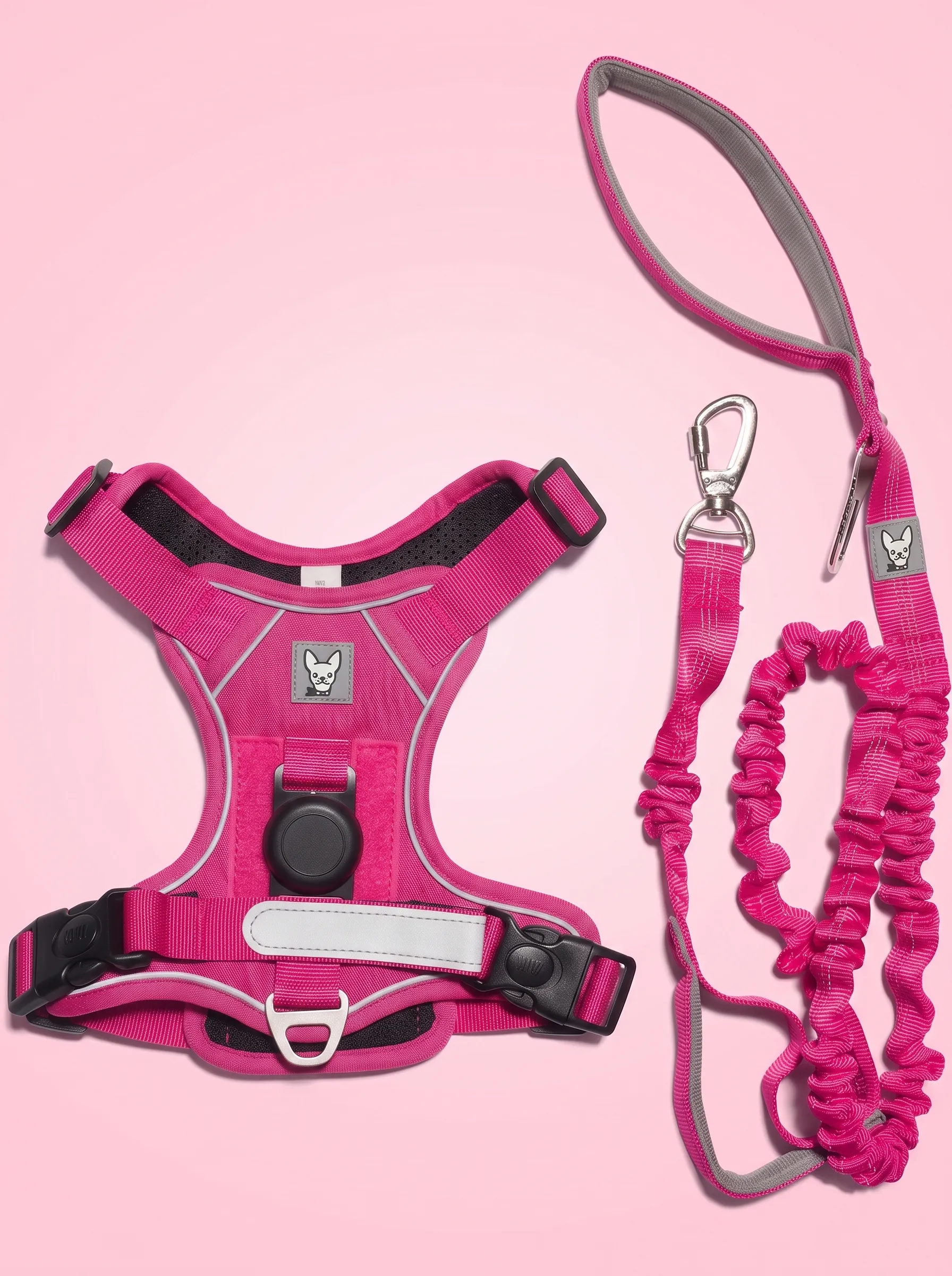 Arnés para perro Lissypet color rosado con correa elástica